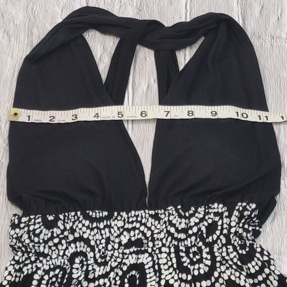 Pretty Good vintage Y2K halter V neck black white geometric circles size small - Picture 6 of 10